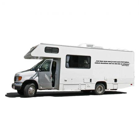 Auto-Aufkleber Wohnwagen Applikation - Und dann muss man ja auch - AP1605 Gr. ca. 60cm x 7,7cm