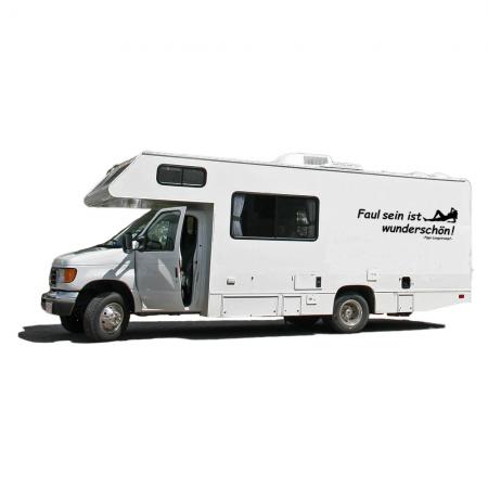 Auto-Aufkleber Wohnwagen Applikation - Faul sein ist wunderschön! - AP1614 Gr. ca. 60cm x 20cm