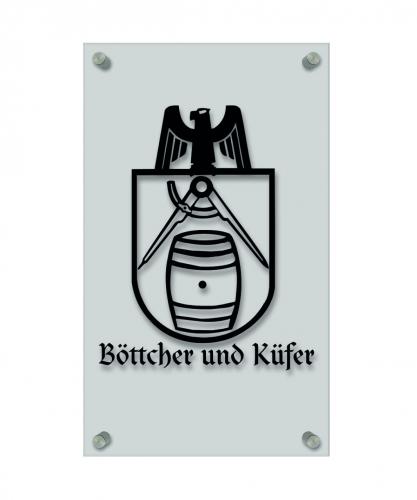 Zunft- Schild - Handwerker-Zeichen - edle Acryl-Kunststoff-Platte mit Beschriftung - Böttcher und Küfer - 309434