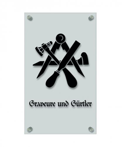 Zunftschild Handwerkerschild - Graveure und Gürtler - beschriftet auf edler Acryl-Kunststoff-Platte – 309437