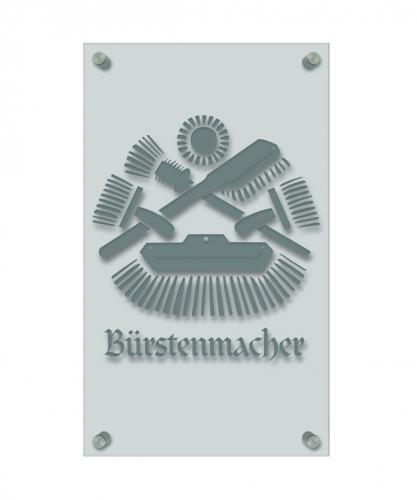 Zunft- Schild - Handwerker-Zeichen - edle Acryl-Kunststoff-Platte mit Beschriftung - Bürstenmacher - 309427