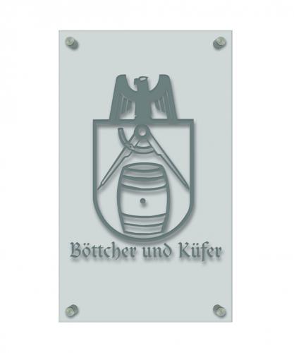 Zunft- Schild - Handwerker-Zeichen - edle Acryl-Kunststoff-Platte mit Beschriftung - Böttcher und Küfer - 309434