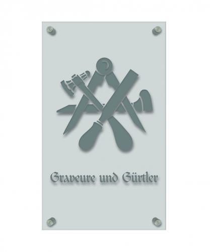 Zunftschild Handwerkerschild - Graveure und Gürtler - beschriftet auf edler Acryl-Kunststoff-Platte – 309437