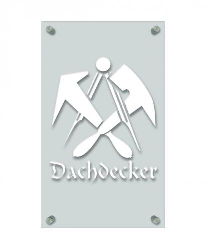Zunft- Schild - Handwerker-Zeichen - edle Acryl-Kunststoff-Platte mit Beschriftung - Dachdecker - versch. Farben 309452