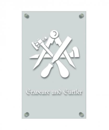 Zunftschild Handwerkerschild - Graveure und Gürtler - beschriftet auf edler Acryl-Kunststoff-Platte – 309437