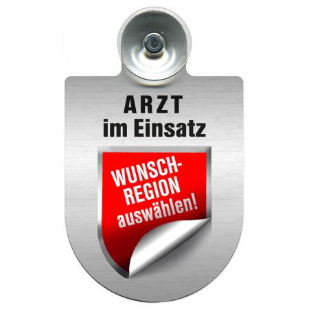 Einsatzschild Windschutzscheibe incl. Saugnapf - Arzt im Einsatz - 309352 - incl. Regionen nach Wahl