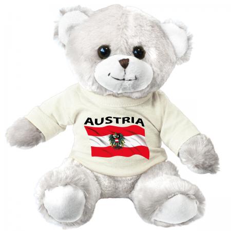 Teddybär mit weißem Shirt - Flagge Österreich Austria - 27190 Gr. ca. 26cm