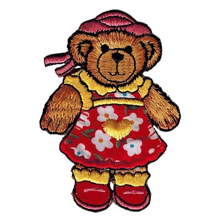 Aufnäher Patches - Bär Teddy mit Blumenkleid (BR851/2) Gr. ca. 5,5 x 8 cm