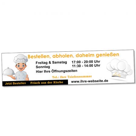 Banner Spannband Werbebanner Gastronomie Gr. 3 x 1m - Bestellen, abholen daheim genießen....