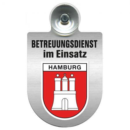 Einsatzschild Windschutzscheibe incl. Saugnapf - Betreuungsdienst im Einsatz - 309728 - Region Hamburg