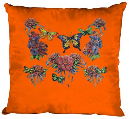 Kissen Dekokissen mit Print - Schmetterlinge Blumen - Gr. ca. 40cm x 40cm - K09843