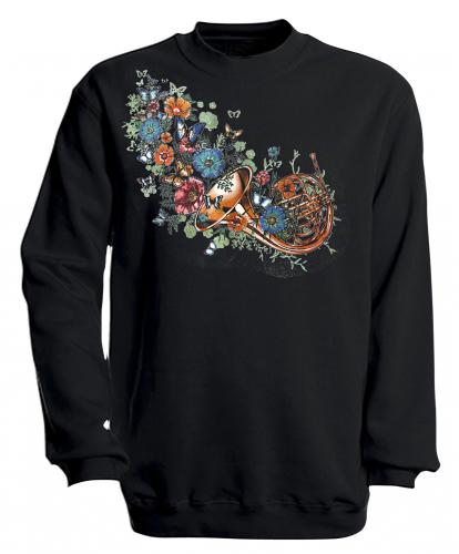 Sweatshirt mit Print - Trompete - S10283 - versch. farben zur Wahl - Gr. schwarz / XXL