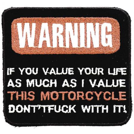 Aufnäher - WARNING - 03253 - Gr. ca. 7 x 7,5 cm - Patches Stick Applikation