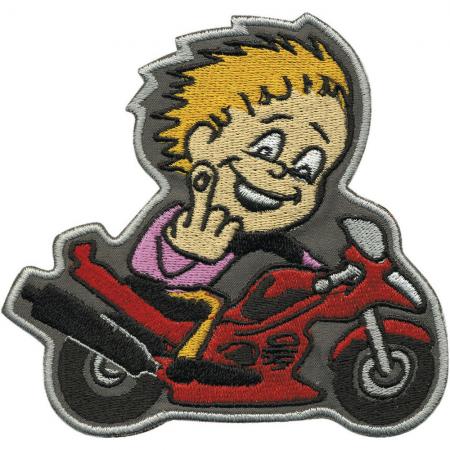 AUFNÄHER - Biker mit Mittelfinger - 06109 - Gr. ca. 11 x 10 cm