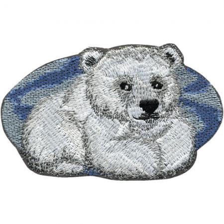 Aufnäher Applikation Patches - Eisbär Bär liegend - 01876 Gr. ca. 10 x 6 cm