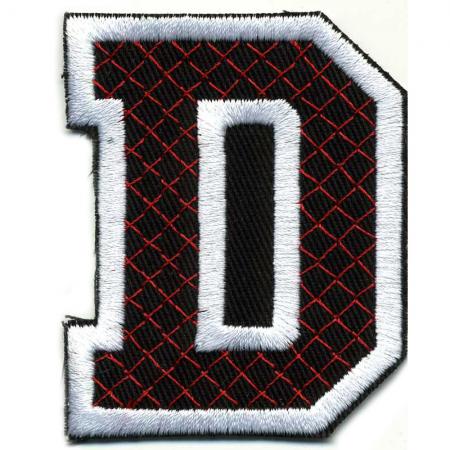 Aufnäher Patches - Buchstabe D - Gr. ca. 6cm x 4cm - 21734 schwarz-weiß