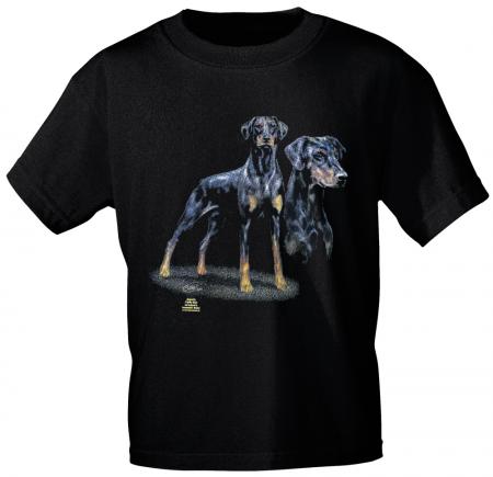 KINDER T-Shirt mit Print - Dobermann - 08245 schwarz - aus der ©Kollektion Bötzel - Gr. 110-164