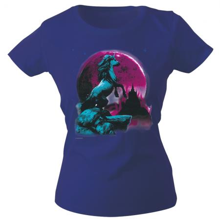 Girly-Shirt mit Print Einhorn bei Nacht Mondschein G12666 Gr. Navy / XL