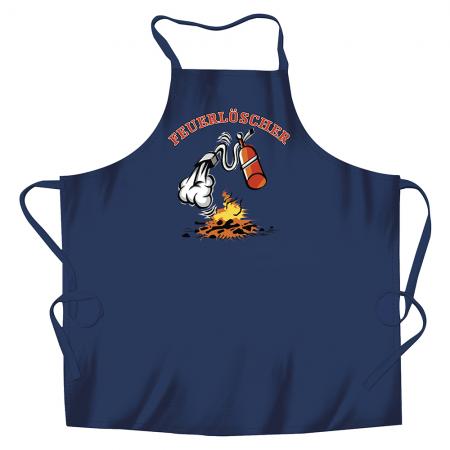 Grillschürze Kochschürze mit Print - Feuerwehr Feuerlöscher - 12567 blau