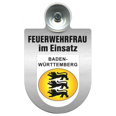 Einsatzschild Windschutzscheibe incl. Saugnapf - Feuerwehrfrau im Einsatz - 309473 Region Baden-Württemberg