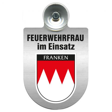 Einsatzschild Windschutzscheibe incl. Saugnapf - Feuerwehrfrau im Einsatz - 309473 Region Franken