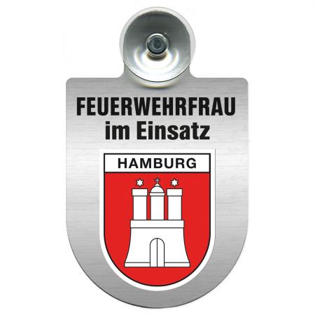 Einsatzschild Windschutzscheibe incl. Saugnapf - Feuerwehrfrau im Einsatz - 309473 Region Hamburg
