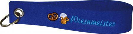 Filz-Schlüsselanhänger mit Stick WIESENMEISTER Gr. ca. 17x3cm Keyholder 14461 blau