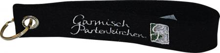 Filz-Schlüsselanhänger mit Stick Garmisch Partenkirchen Gr. ca. 17 x 3cm 14238 schwarz