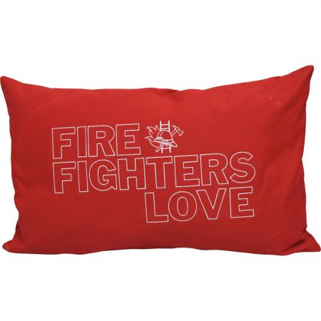 Dekokissen Zierkissen mit EINSTICKUNG FIREFIGHTERS LOVE Gr. ca. 55cm x 35cm 11773 rot Sofakissen