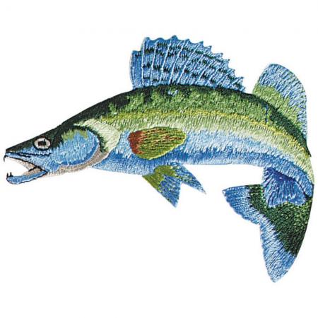 Aufnäher - Fisch Zander - 04534 - Gr. ca. 8 x 4 cm - Patches Stick Applikation