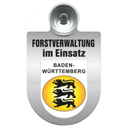 Einsatzschild für Windschutzscheibe incl. Saugnapf - Forstverwaltung im Einsatz - 309732-1 Region Baden-Württemberg