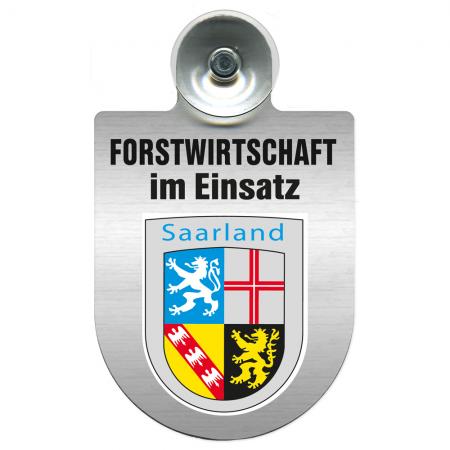 Einsatzschild Windschutzscheibe incl. Saugnapf - Forstwirtschaft im Einsatz - 309372 incl. Wappen