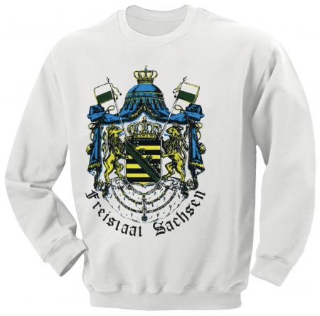Sweatshirt mit Print - Freistaat Sachsen - 09099 weiß - Gr. S-XXL