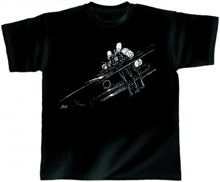 T-Shirt unisex mit Print - Trumpet Classic - von ROCK YOU MUSIC SHIRTS - 10388 schwarz - Gr. XXL