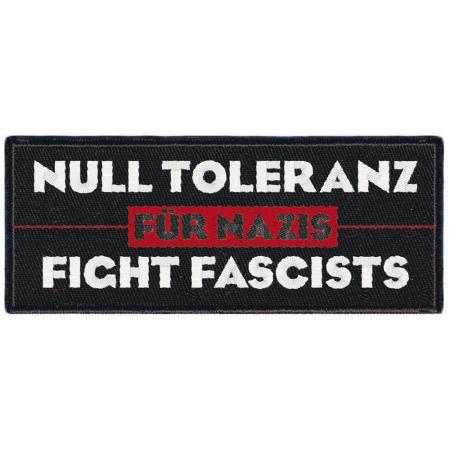 AUFNÄHER - Null Toleranz - 01780 - Gr. ca. 10 x 3 cm - Patches Stick Applikation