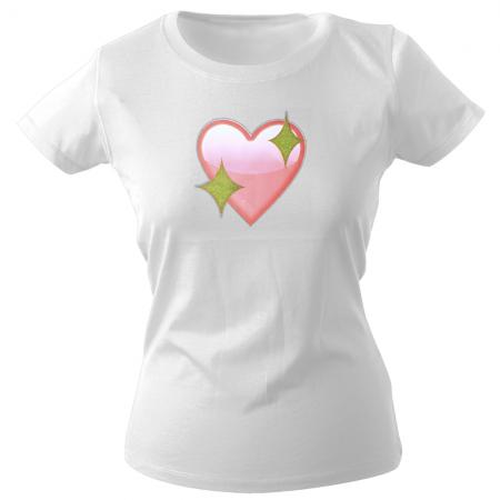 Girly-Shirt mit Print  | Glitzerherz Herz | 12976 | Gr. XS-2XL