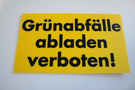 Warnschild - Grünabfälle abladen verboten - Gr. ca. 25 x 15 cm - 308725/1 gelb