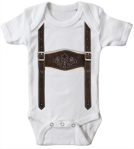 Babystrampler mit Print - Lederhose Hosenträger - 12731 weiß - 18-24 Monate