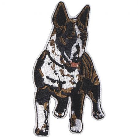 Aufnäher - Hund Pitbull braun-weiß - 04599 - Gr. ca. 10,5 x 9,5 cm - Patches Stick Applikation