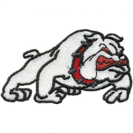 Aufnäher - weiße Bulldogge Hund - 04740 - Gr. ca. 10 x 5,5 cm - Patches Stick Applikation