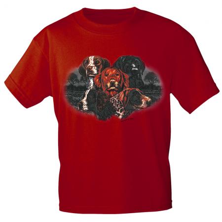T-Shirt Print verschiedene Hundeköpfe - 10947 rot Gr. S-3XL