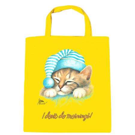 Baumwolltasche mit Print Katze Cat i don´t do mornings - KA057/3