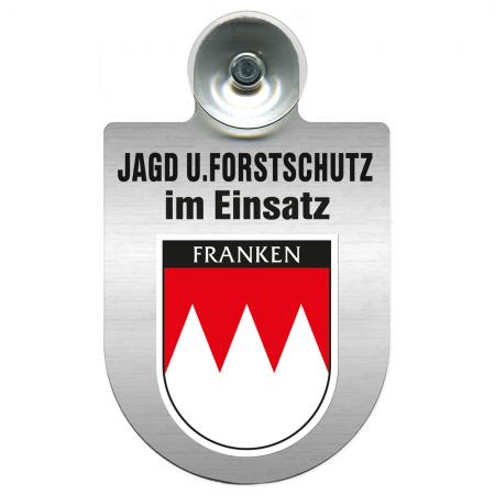 Einsatzschild für Windschutzscheibe incl. Saugnapf - Jagd + Forstschutz im Einsatz - 309729-18 Region Franken
