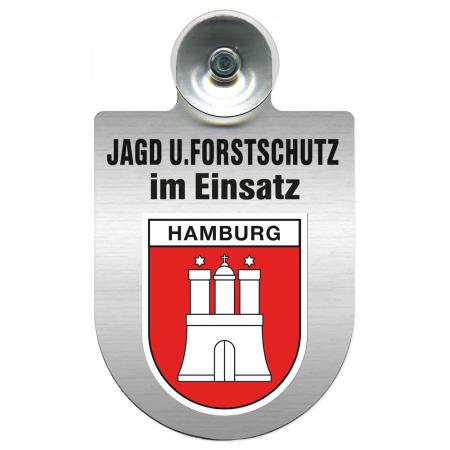 Einsatzschild für Windschutzscheibe incl. Saugnapf - Jagd + Forstschutz im Einsatz - 309729-15 Region Hamburg