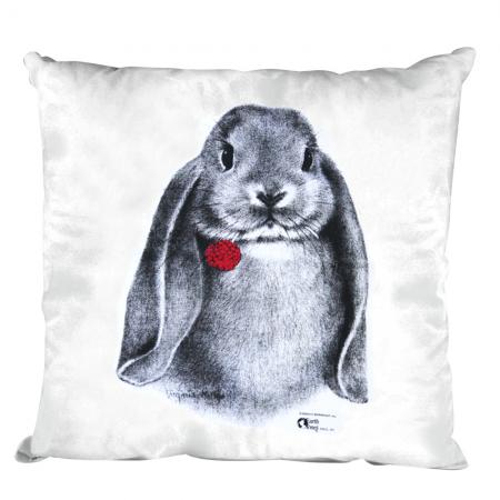 Kissen Dekokissen mit Print Hase Kaninchen Widder - K06971 weiß