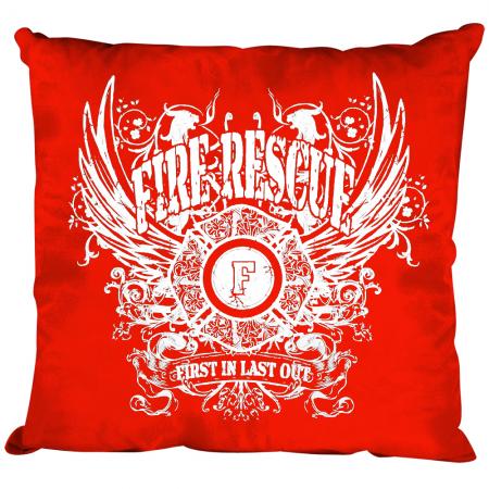 Kissen Dekokissen mit Print - Feuerwehr Fire Rescue - K12989 versch. Farben rot