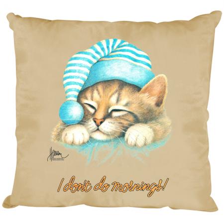 Kissen Dekokissen mit Print Katze Cat schlafend I don´t do mornings KA057