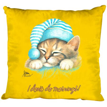 Kissen Dekokissen mit Print Katze Cat schlafend I don´t do mornings KA057
