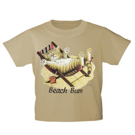 Kinder T-Shirt mit Print Cat Katze im Liegestuhl Beach Bum KA063/1 Gr. 122-164