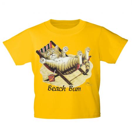 Kinder T-Shirt mit Print Cat Katze im Liegestuhl Beach Bum KA063/1 Gr. 122-164
